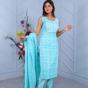 Cotton Kurti Set 2 - Blue, L