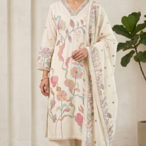 Embroidered Cotton Kurti Set